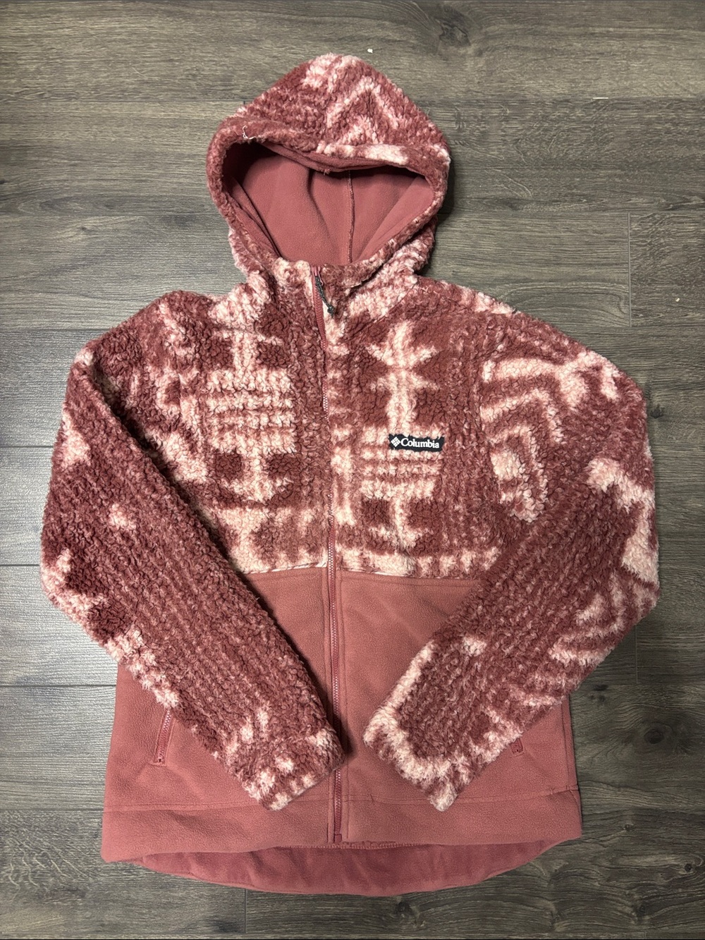 Columbia Rose/Pink Patterned Sherpa Zip Hoodie